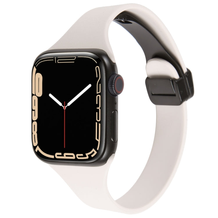 For Apple Watch 7 45mm Magnetic Buckle Slim Silicone Watch Band(Starlight) - Watch Bands by PMC Jewellery | Online Shopping South Africa | PMC Jewellery