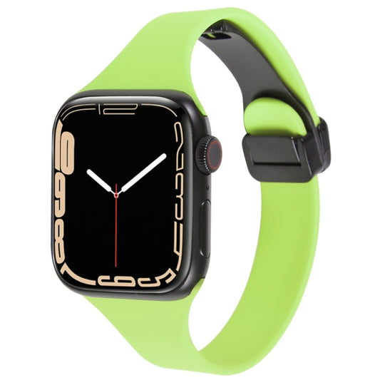 For Apple Watch 6 40mm Magnetic Buckle Slim Silicone Watch Band(Green) - Watch Bands by PMC Jewellery | Online Shopping South Africa | PMC Jewellery