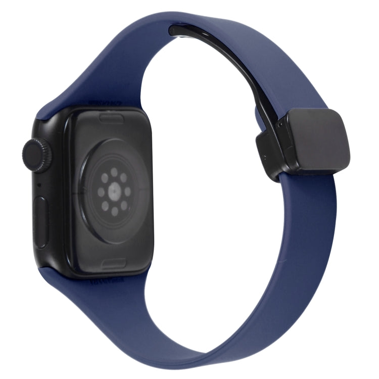 For Apple Watch 5 40mm Magnetic Buckle Slim Silicone Watch Band(Midnight Blue) - Watch Bands by PMC Jewellery | Online Shopping South Africa | PMC Jewellery