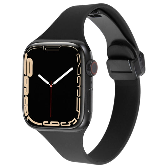 For Apple Watch 5 40mm Magnetic Buckle Slim Silicone Watch Band(Black) - Watch Bands by PMC Jewellery | Online Shopping South Africa | PMC Jewellery