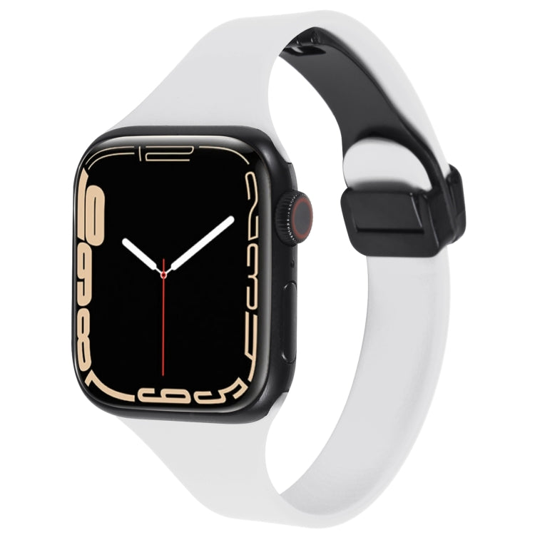For Apple Watch 5 40mm Magnetic Buckle Slim Silicone Watch Band(White) - Watch Bands by PMC TechLife | Online Shopping South Africa | PMC TechLife