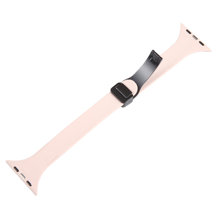 For Apple Watch 4 40mm Magnetic Buckle Slim Silicone Watch Band(Pink) - Watch Bands by PMC Jewellery | Online Shopping South Africa | PMC Jewellery