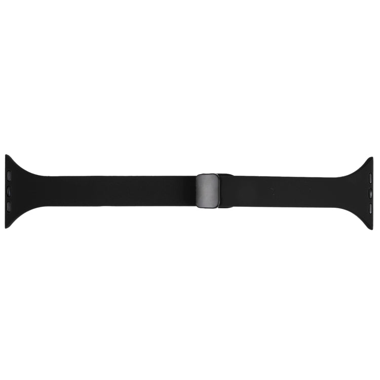 For Apple Watch 3 42mm Magnetic Buckle Slim Silicone Watch Band(Black) - Watch Bands by PMC Jewellery | Online Shopping South Africa | PMC Jewellery