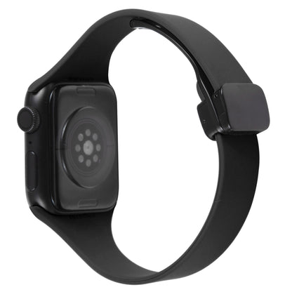 For Apple Watch 3 42mm Magnetic Buckle Slim Silicone Watch Band(Black) - Watch Bands by PMC Jewellery | Online Shopping South Africa | PMC Jewellery