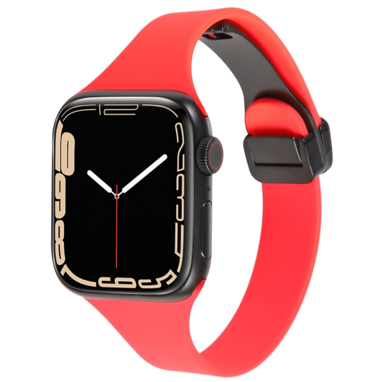 For Apple Watch 2 42mm Magnetic Buckle Slim Silicone Watch Band(Red) - Watch Bands by PMC TechLife | Online Shopping South Africa | PMC TechLife