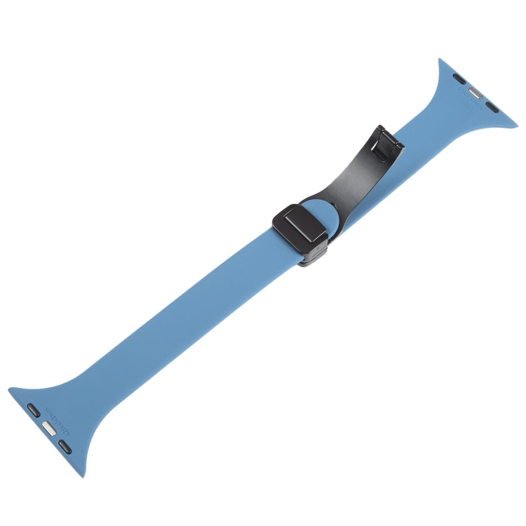 For Apple Watch 2 42mm Magnetic Buckle Slim Silicone Watch Band(Blue) - Watch Bands by PMC TechLife | Online Shopping South Africa | PMC TechLife