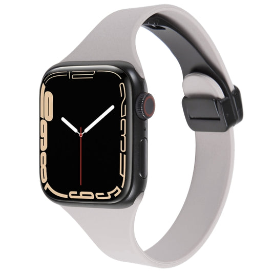 For Apple Watch 2 38mm Magnetic Buckle Slim Silicone Watch Band(Rock Grey) - Watch Bands by PMC Jewellery | Online Shopping South Africa | PMC Jewellery