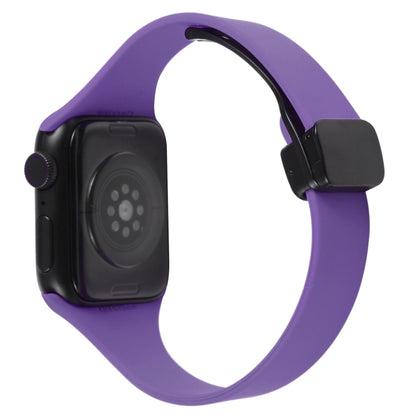 For Apple Watch 42mm Magnetic Buckle Slim Silicone Watch Band(Dark Purple) - Watch Bands by PMC Jewellery | Online Shopping South Africa | PMC Jewellery