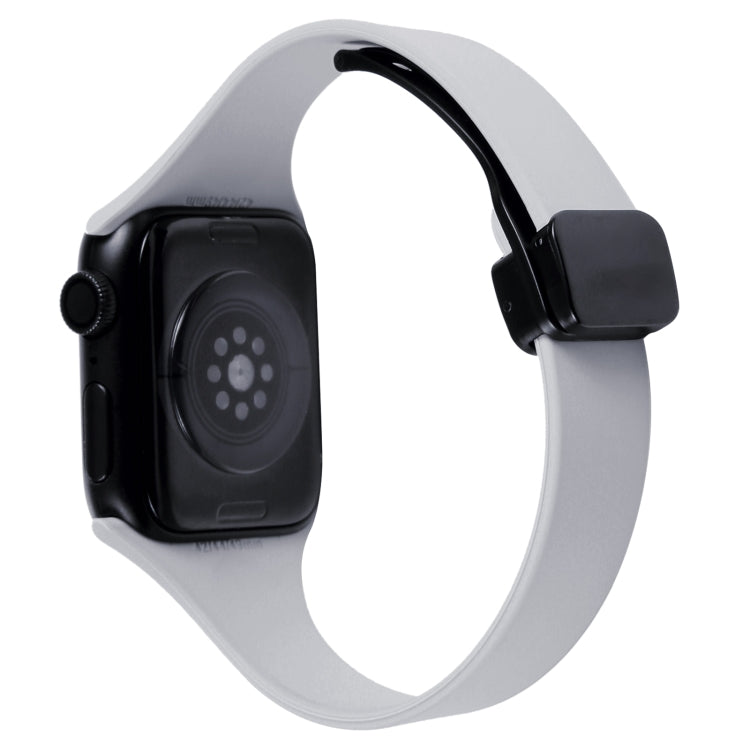 For Apple Watch 42mm Magnetic Buckle Slim Silicone Watch Band(Light Grey) - Watch Bands by PMC TechLife | Online Shopping South Africa | PMC TechLife
