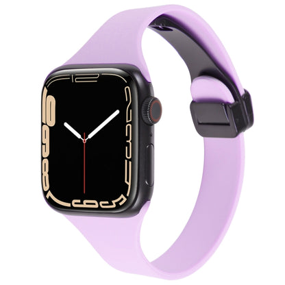 For Apple Watch 42mm Magnetic Buckle Slim Silicone Watch Band(Lavender) - Watch Bands by PMC Jewellery | Online Shopping South Africa | PMC Jewellery