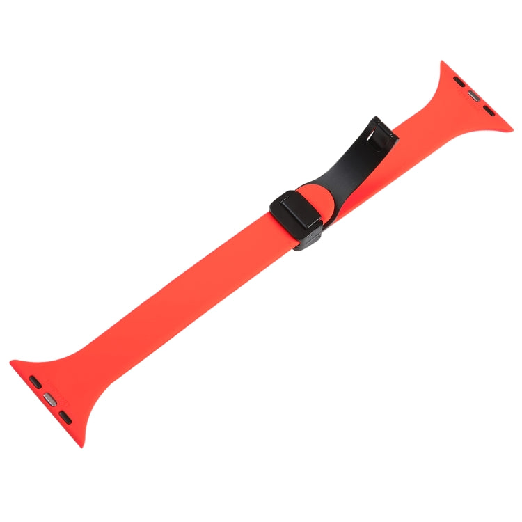 For Apple Watch 38mm Magnetic Buckle Slim Silicone Watch Band(Red) - Watch Bands by PMC TechLife | Online Shopping South Africa | PMC TechLife