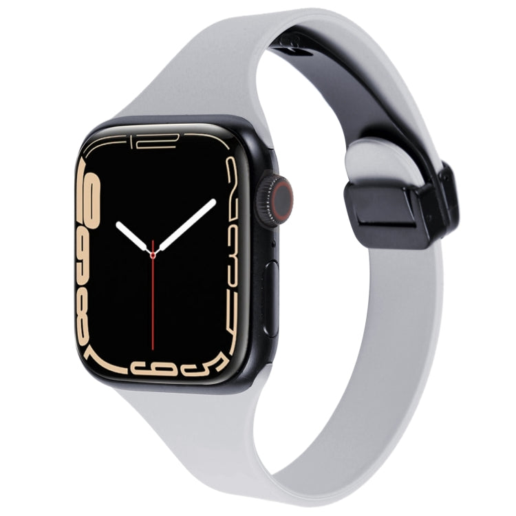 For Apple Watch 38mm Magnetic Buckle Slim Silicone Watch Band(Light Grey) - Watch Bands by PMC TechLife | Online Shopping South Africa | PMC TechLife
