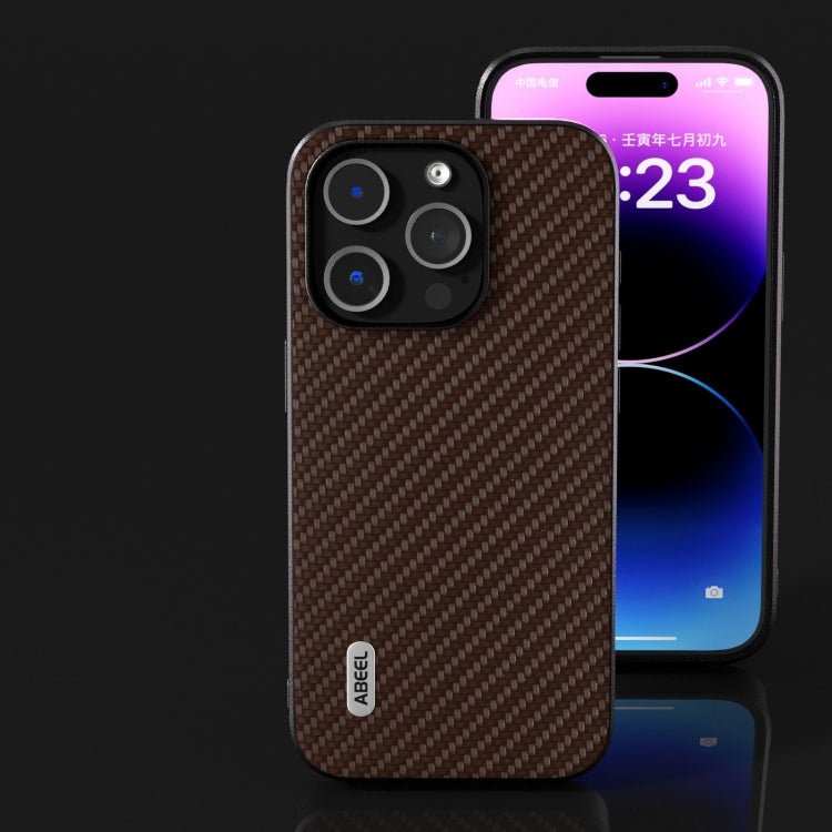 For iPhone 14 Pro ABEEL Carbon Fiber Texture Protective Phone Case(Dark Brown) - free shipping - PMC TechLife - Order now!