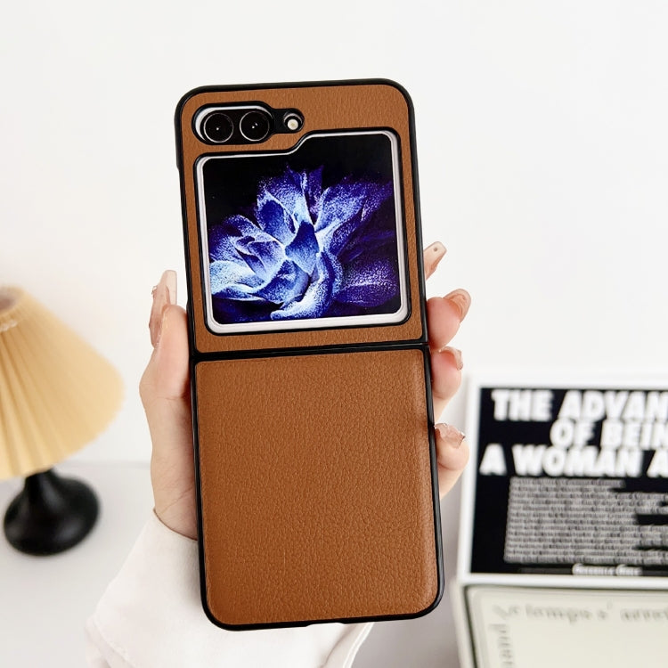 For Samsung Galaxy Z Flip5 Litchi Texture PC +TPU Shockproof Phone Case(Coffee) - free shipping - PMC TechLife - Order now!