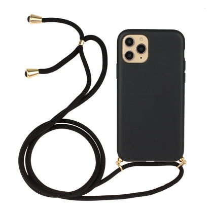 For iPhone 15 Pro Wheat Straw Material + TPU Phone Case with Lanyard(Black) - iPhone 15 Pro Cases by PMC Jewellery | Online Shopping South Africa | PMC Jewellery