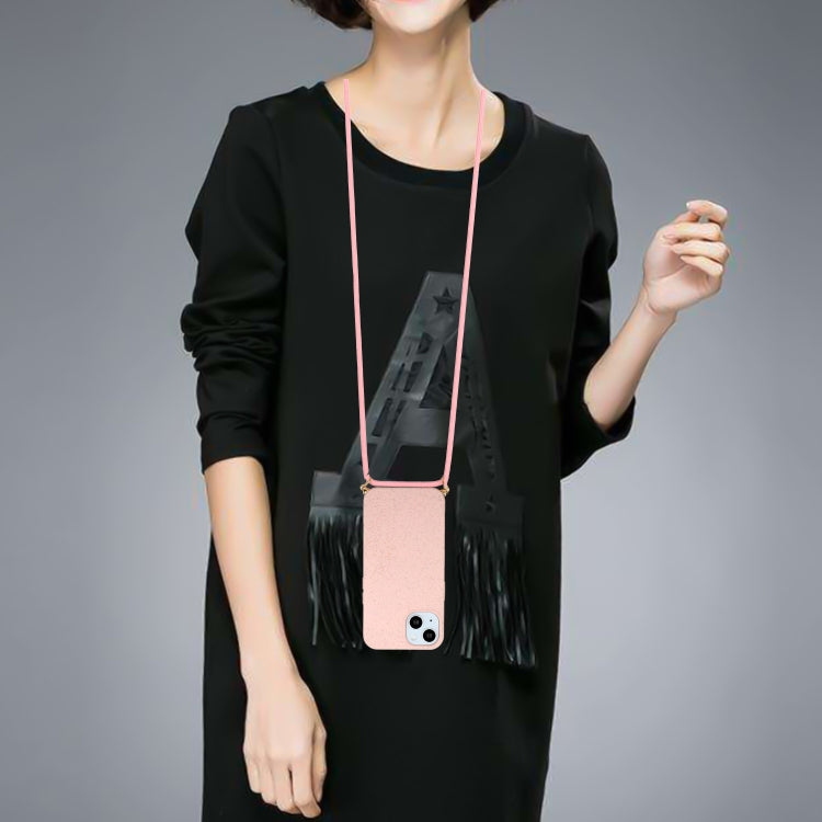 For iPhone 15 Plus Wheat Straw Material + TPU Phone Case with Lanyard(Pink) - free shipping - PMC TechLife - Order now!