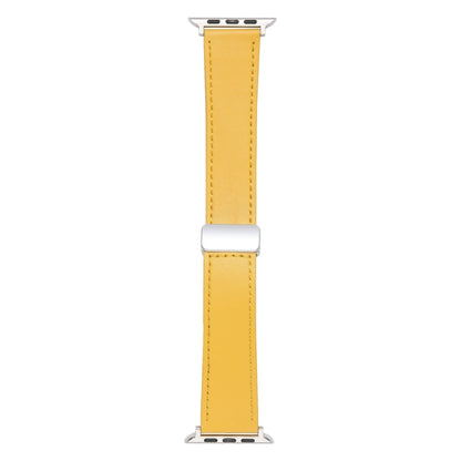 For Apple Watch 6 40mm Magnetic Buckle Skin Feel Leather Watch Band(Yellow) - Watch Bands by PMC Jewellery | Online Shopping South Africa | PMC Jewellery