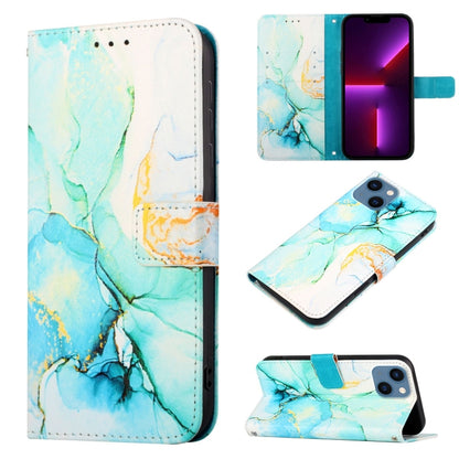 For iPhone 15 Plus PT003 Marble Pattern Flip Leather Phone Case(Green LS003) - iPhone 15 Plus Cases by PMC Jewellery | Online Shopping South Africa | PMC Jewellery