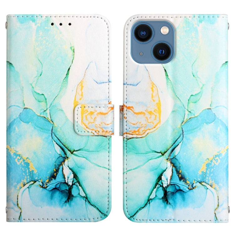 For iPhone 15 Plus PT003 Marble Pattern Flip Leather Phone Case(Green LS003) - iPhone 15 Plus Cases by PMC Jewellery | Online Shopping South Africa | PMC Jewellery