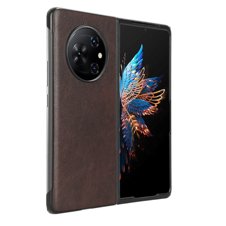 For Tecno Phantom V Fold Litchi Texture Back Cover Phone Case(Brown) - Tecno Cases by PMC Jewellery | Online Shopping South Africa | PMC Jewellery