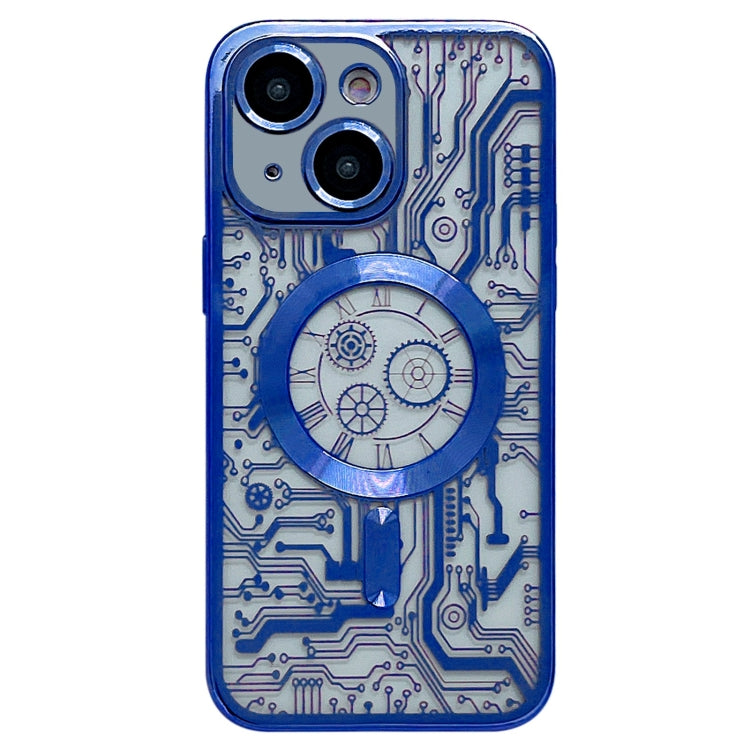 For iPhone 13 Electroplated Circuit Board Pattern MagSafe Phone Case(Dark Blue) - iPhone 13 Cases by PMC Jewellery | Online Shopping South Africa | PMC Jewellery