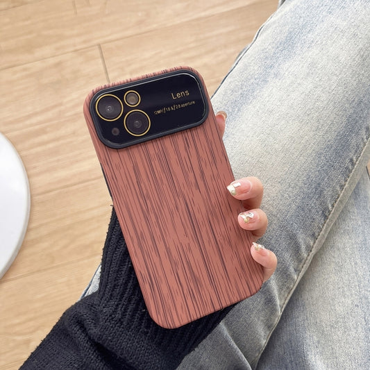 For iPhone 14 Wood Grain TPU Phone Case with Lens Film(Brown) - iPhone 14 Cases by PMC Jewellery | Online Shopping South Africa | PMC Jewellery