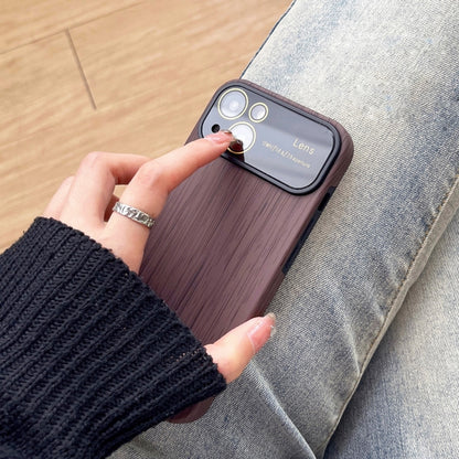 For iPhone 12 Pro Max Wood Grain TPU Phone Case with Lens Film(Beige) - iPhone 12 Pro Max Cases by PMC Jewellery | Online Shopping South Africa | PMC Jewellery