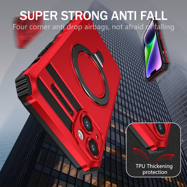 For iPhone 14 MagSafe Magnetic Holder Phone Case(Red) - iPhone 14 Cases by PMC TechLife | Online Shopping South Africa | PMC TechLife | Buy Now Pay Later Mobicred