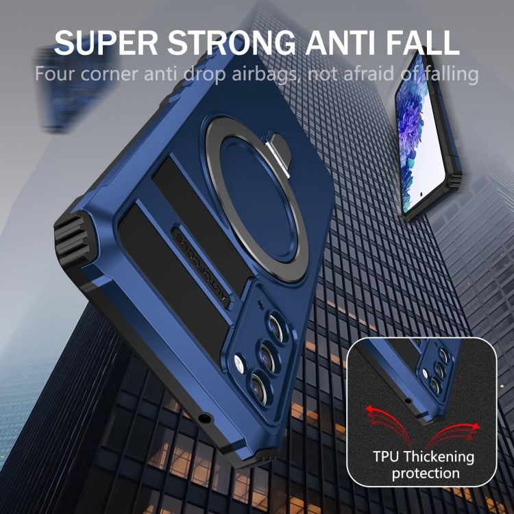 For Samsung Galaxy S20 FE MagSafe Magnetic Holder Phone Case(Blue) - Galaxy S20 FE Cases by PMC TechLife | Online Shopping South Africa | PMC TechLife