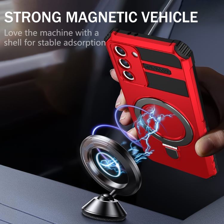For Samsung Galaxy S21 5G MagSafe Magnetic Holder Phone Case(Red) - Galaxy S21 5G Cases by PMC TechLife | Online Shopping South Africa | PMC TechLife