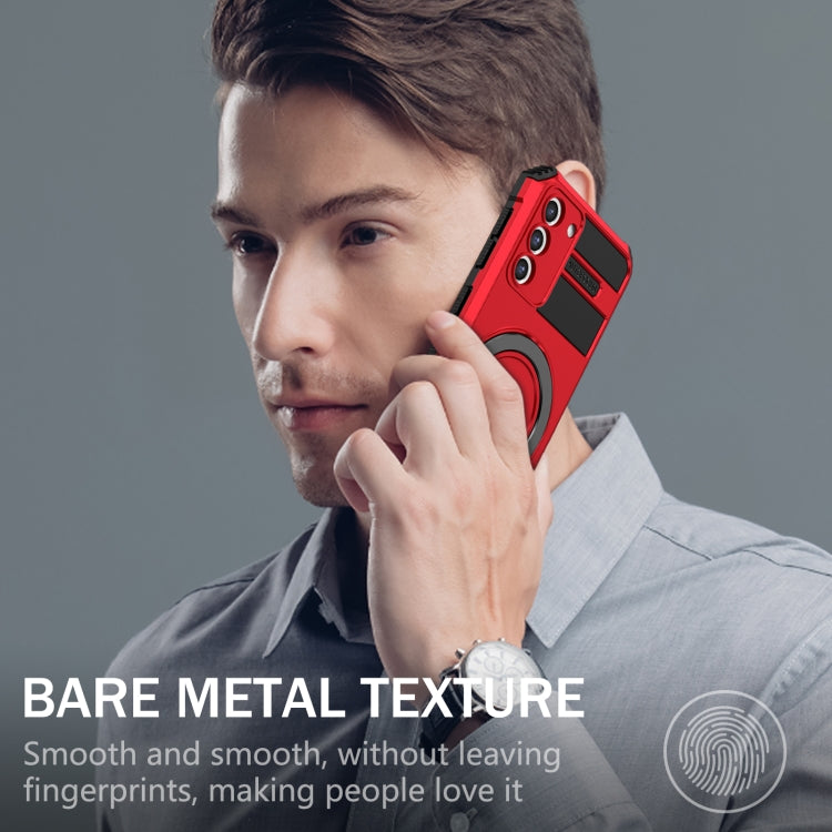 For Samsung Galaxy S21 5G MagSafe Magnetic Holder Phone Case(Red) - Galaxy S21 5G Cases by PMC TechLife | Online Shopping South Africa | PMC TechLife