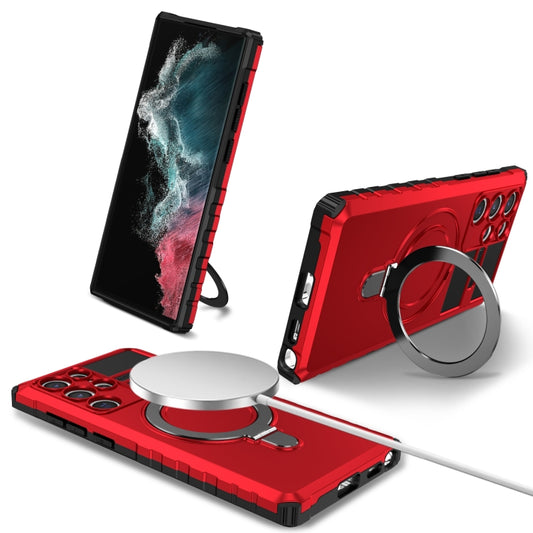 For Samsung Galaxy S22 Ultra 5G MagSafe Magnetic Holder Phone Case(Red) - Galaxy S22 Ultra 5G Cases by PMC Jewellery | Online Shopping South Africa | PMC Jewellery