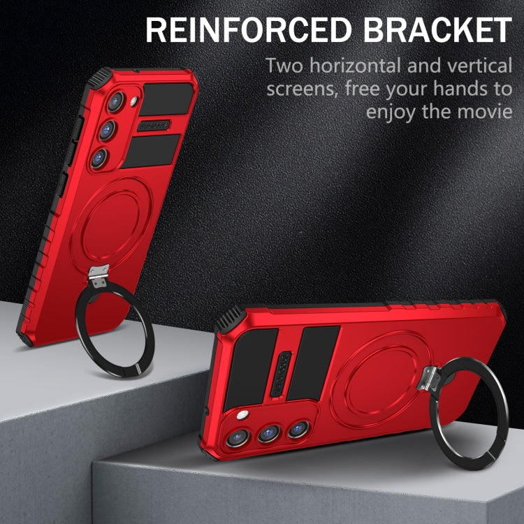 For Samsung Galaxy S23 5G MagSafe Magnetic Holder Phone Case(Red) - Galaxy S23 5G Cases by PMC TechLife | Online Shopping South Africa | PMC TechLife