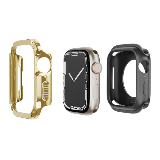 For Apple Watch Series 6 / 5 / 4 / SE 44mm 2-in-1 PC Hybrid TPU Armor Watch Case(Gold) - Watch Cases by PMC Jewellery | Online Shopping South Africa | PMC Jewellery