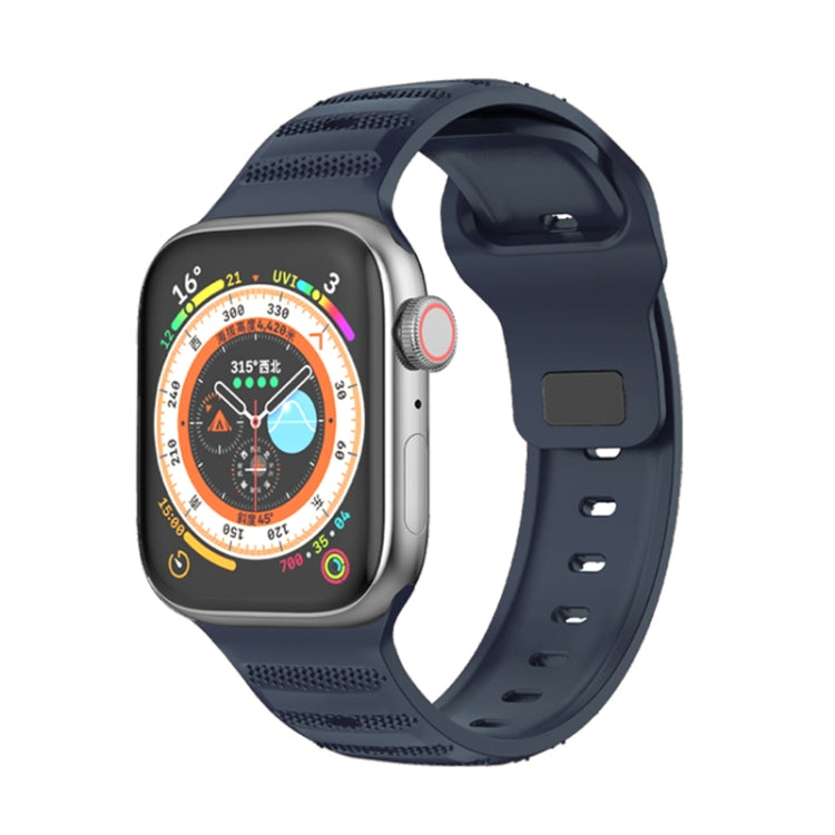 For Apple Watch 42mm Dot Texture Fluororubber Watch Band(Midnight Blue) - Watch Bands by PMC TechLife | Online Shopping South Africa | PMC TechLife