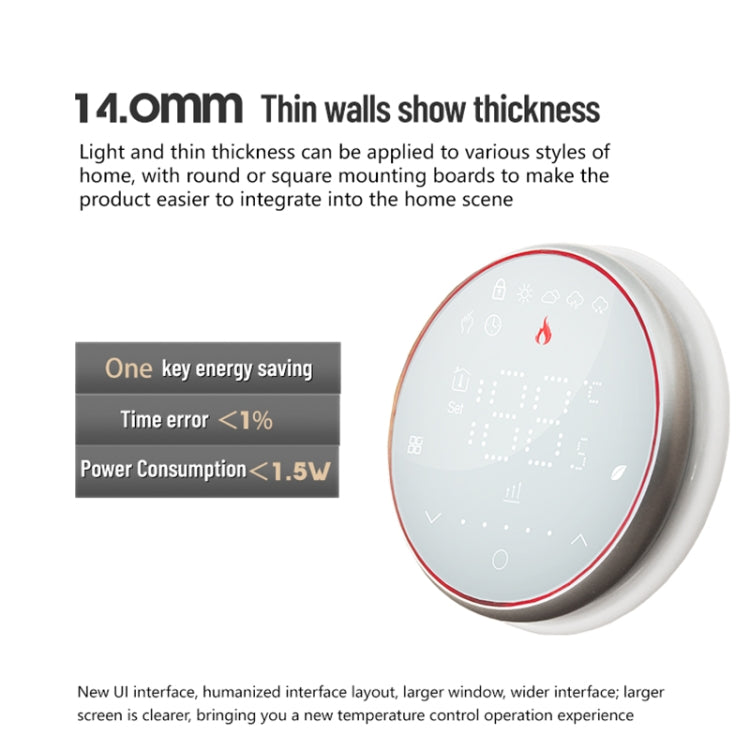 BHT-6001GAL 95-240V AC 5A Smart Round Thermostat Water Heating LED Thermostat Without WiFi(White) - Thermostat & Thermometer by PMC Jewellery | Online Shopping South Africa | PMC Jewellery