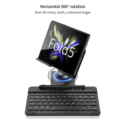 For Samsung Galaxy Z Fold5 GKK Folding Bluetooth Keyboard Holder with Pen + Holder + Keyboard + Mouse(Silver) - Samsung Keyboard by GKK | Online Shopping South Africa | PMC Jewellery