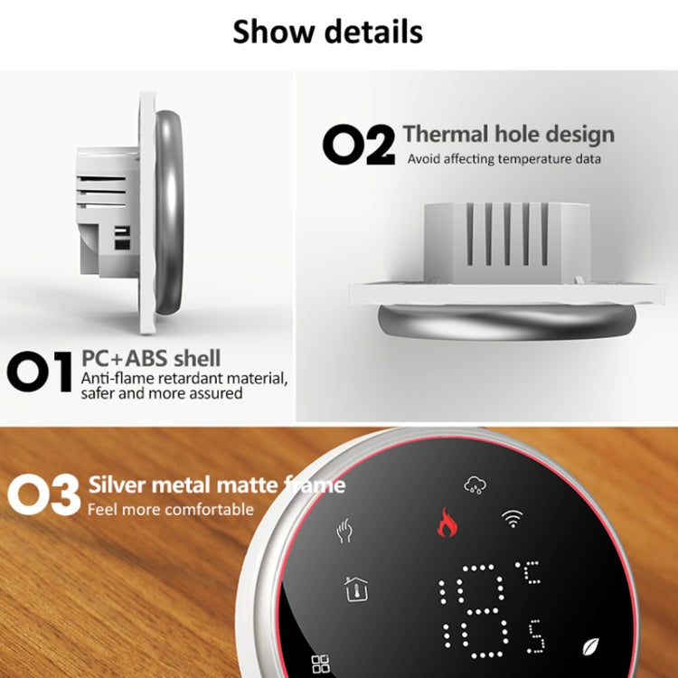 BHT-6001GCLW 95-240V AC 5A Smart Round Thermostat Boiler Heating LED Thermostat With WiFi(White) - Thermostat & Thermometer by PMC Jewellery | Online Shopping South Africa | PMC Jewellery