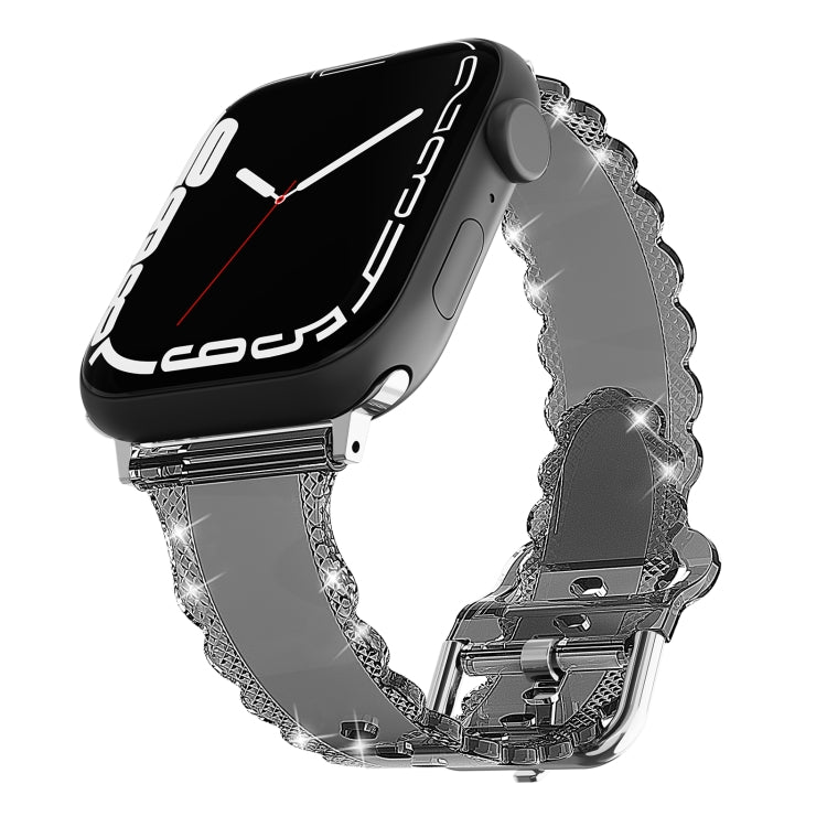 For Apple Watch SE 40mm Diamond Texture Lace Clear TPU Watch Band(Black) - Watch Bands by PMC TechLife | Online Shopping South Africa | PMC TechLife