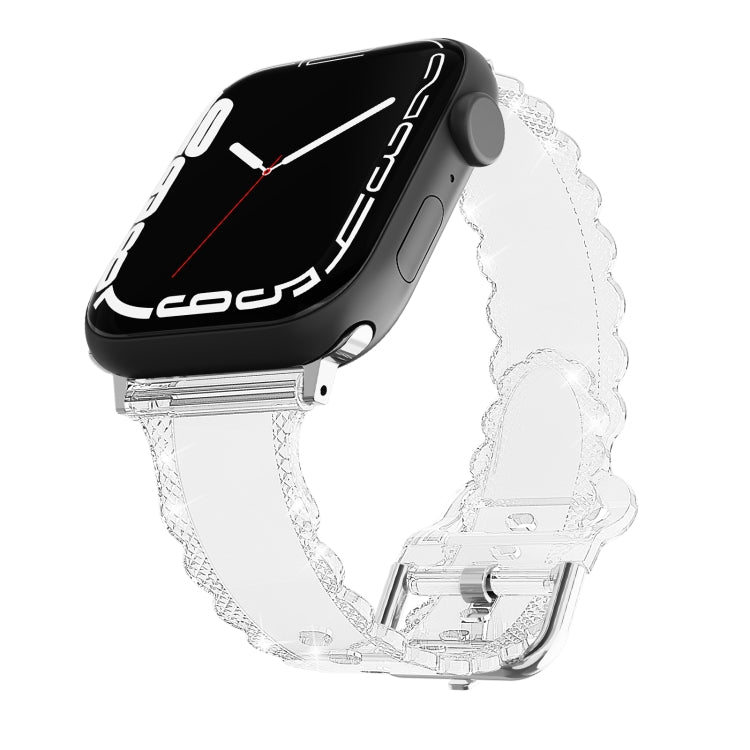 For Apple Watch 3 38mm Diamond Texture Lace Clear TPU Watch Band(Transparent) - Watch Bands by PMC TechLife | Online Shopping South Africa | PMC TechLife