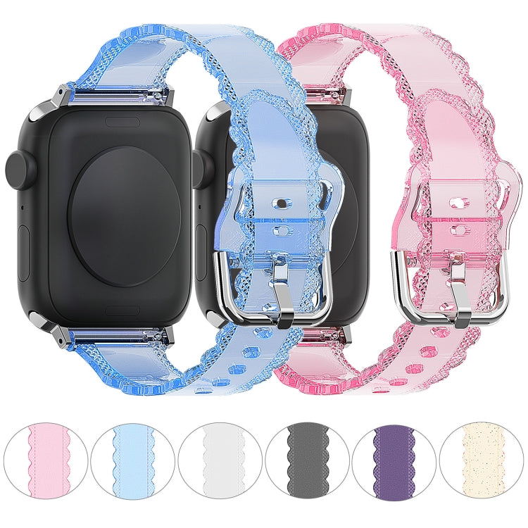 For Apple Watch 38mm Diamond Texture Lace Clear TPU Watch Band(Gold) - Watch Bands by PMC TechLife | Online Shopping South Africa | PMC TechLife