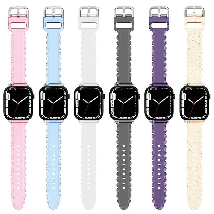 For Apple Watch 3 38mm Diamond Texture Lace Clear TPU Watch Band(Black) - Watch Bands by PMC TechLife | Online Shopping South Africa | PMC TechLife