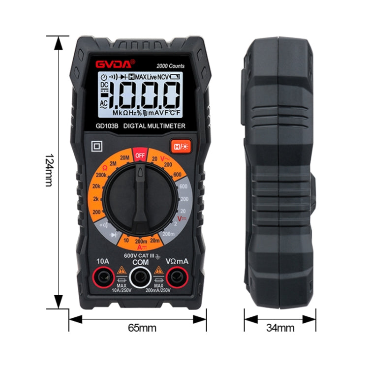 GVDA GD103B Multifunctional Digital Multimeter DMM Voltmeter - free shipping - PMC TechLife - Order now!