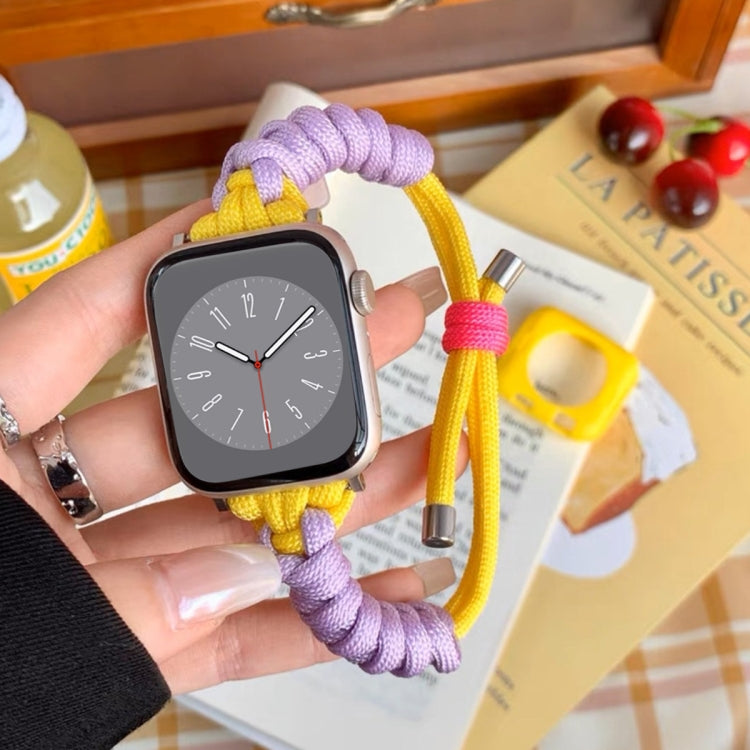 For Apple Watch 38mm Twist Knotted Nylon Watch Band(Purple Yellow) - Watch Bands by PMC Jewellery | Online Shopping South Africa | PMC Jewellery