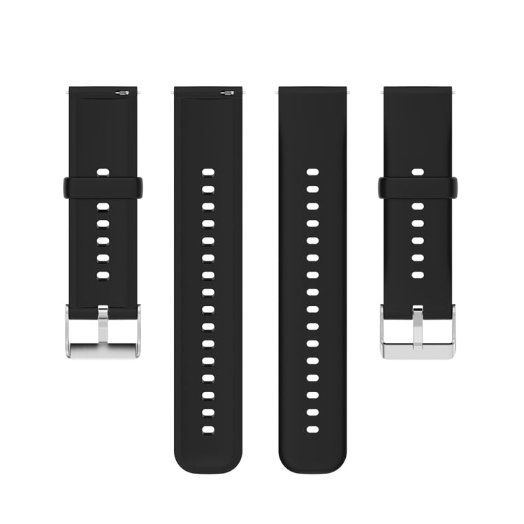 For Huawei Watch 4 / Watch 4 Pro Solid Color Silicone Stainless Steel Silver Buckle Watch Band(Black) - Watch Bands by PMC Jewellery | Online Shopping South Africa | PMC Jewellery