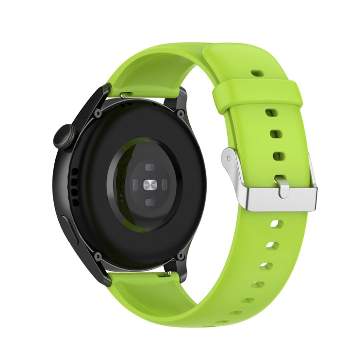 For Huawei Watch 4 / Watch 4 Pro Solid Color Silicone Stainless Steel Silver Buckle Watch Band(Lime Green) - Watch Bands by PMC Jewellery | Online Shopping South Africa | PMC Jewellery