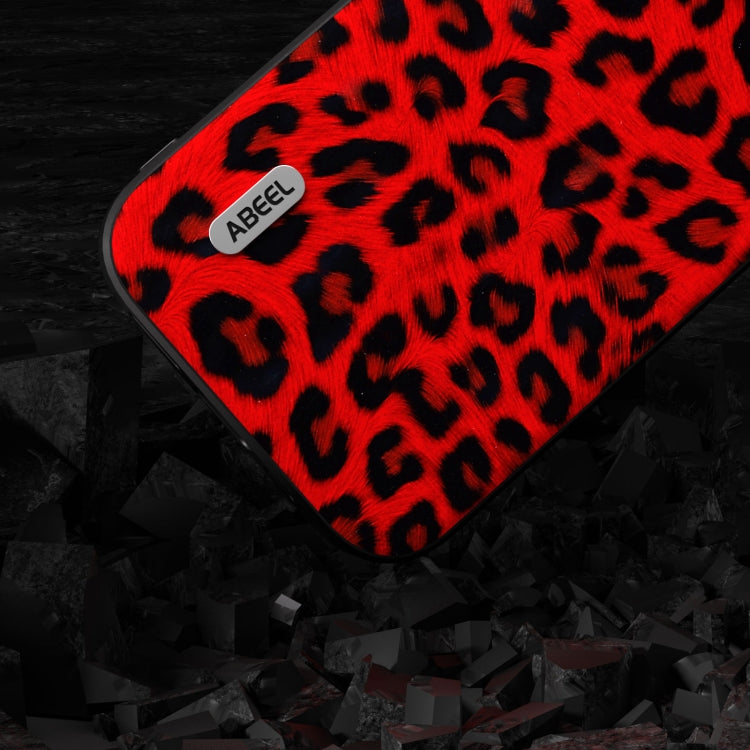 For iPhone 14 ABEEL Black Edge Leopard Phone Case(Red Leopard) - iPhone 14 Cases by PMC Jewellery | Online Shopping South Africa | PMC Jewellery