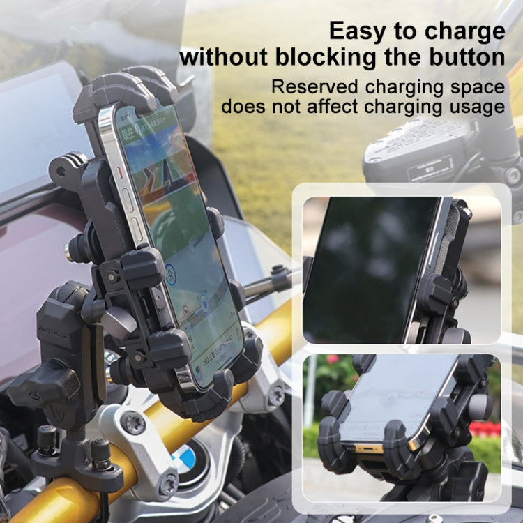 MOTOSLG Crab Motorcycle Phone Clamp Bracket L-Type Rear Mirror Mount(Black) - Holder by MOTOLSG | Online Shopping South Africa | PMC TechLife | Buy Now Pay Later Mobicred
