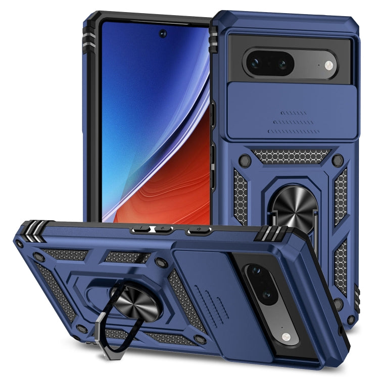 For Google Pixel 7a Sliding Camshield Holder Phone Case(Blue) - Google Cases by PMC TechLife | Online Shopping South Africa | PMC TechLife | Buy Now Pay Later Mobicred