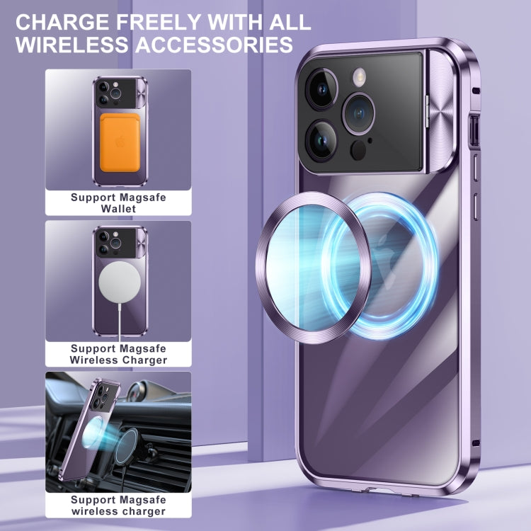 For iPhone 13 Pro Large Window Holder MagSafe Magnetic Metal Phone Case(Yellow) - free shipping - PMC TechLife - Order now!